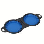 2-in-1 Collapsible Double Dog Bowl – blue