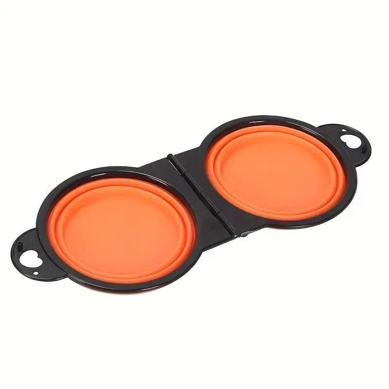 2-in-1 Collapsible Double Dog Bowl – orange