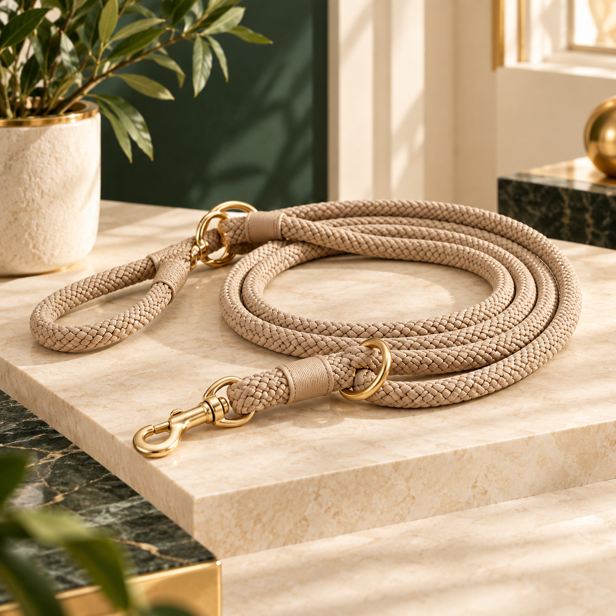 FURLOU Hands-Free Braided Leash – Sand